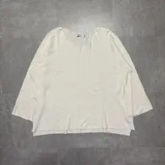 レディース ニット セーター 長袖 Vネック 七分袖 L オフホワイト 白