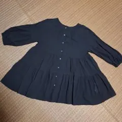 グローバルワーク ティアードブラウス 黒 綿 Mのサムネイル