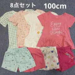 PEKKEL 女の子　半袖Tシャツ　ショートパンツ　8点セット　100のサムネイル