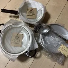 クックヘルパー PAN&ほうろう鍋 3点セット（蓋付き）＋おたま付き　未使用