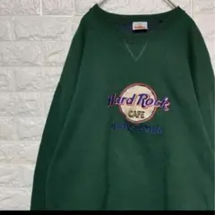 【Hard Rock Cafe】 長袖スウェット　トレーナー　緑　USA製