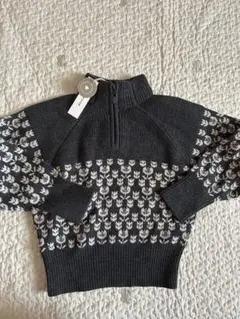 SOOR PLOOM チューリップ柄セーター ダークグレー