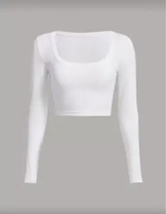 ラウンドヘム 長袖 白