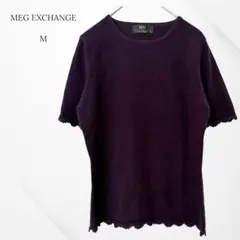 メグエクスチェンジ　セーター　ニット　半袖　カシミヤ100% 刺繍　パープル　M