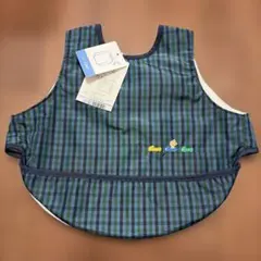 ファミリア familiar 子供用エプロン 青緑チェック柄 エプロン