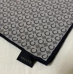 CELINE 大判 ハンカチ スカーフ マカダム Cロゴ グレー