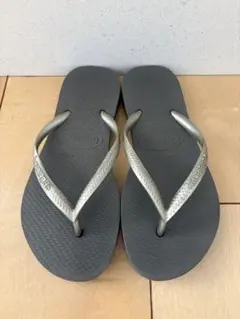 ハワイアナス ビーチサンダル　キッズ シルバー グレー 20〜21㎝