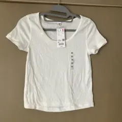 ユニクロ　UNIQLO ポインテールラウンドネックミニT ホワイト　白　xsのサムネイル