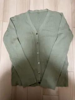 Ｎ. リブ編みグリーンカーディガン Mサイズ