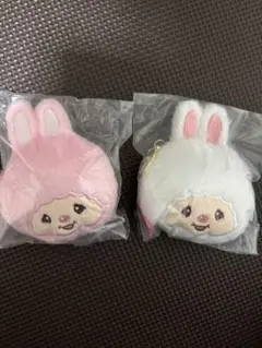 モンチッチ　チムたんセット フェイスぬいぐるみ ガチャ ホワイト ピンク