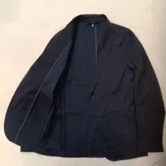 BENETTON 美品　☆ シアサッカー テーラードジャケット ネイビーLサイズ