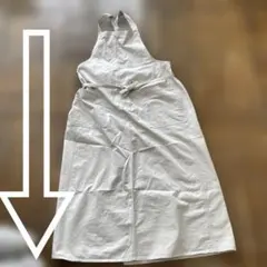 ベージュ　綿混サロペットワンピーススカート　コムサのサムネイル