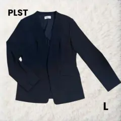 美品　PLST ノーカラージャケット ノーボタン テーラードジャケット　ネイビー