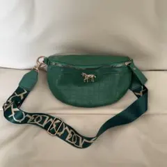 グリーン クロコダイル風 ショルダーバッグ