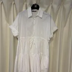 ZARA ホワイト シャツワンピース 半袖