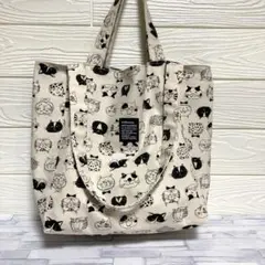 2WAYトートバッグ　猫のお顔柄　ハンドメイド