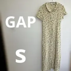 GAP 花柄 半袖 シャツワンピース 【S】黄色