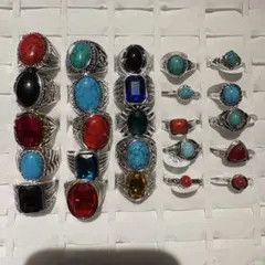 アンティーク・天然石風　リング25点まとめ売りIヴィンテージ仕上げ