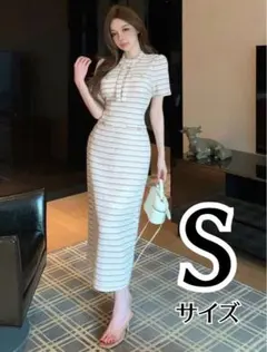 訳あり　SHEIN シーイン　ボーダー半袖ワンピース　Sサイズ　新品未使用