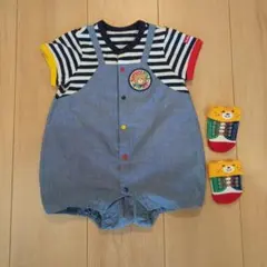 デニム風ロンパースと靴下セット