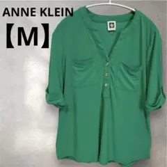ANNE KLEIN 【M】アンクライン　腕まくりデザインチュニック 緑グリーン