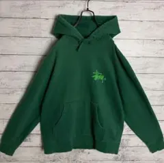 【即完モデル‼︎】STUSSY◎緑 ストックロゴ パーカー A650
