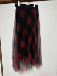赤チェック ロングスカート