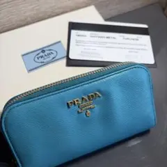 PRADA サフィアーノレザー キーケース ターコイズ