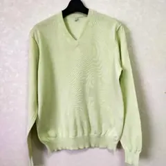 UNIQLO　ライトグリーン Vネック セーター　綿＆絹　メンズMサイズ