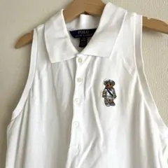 ポロラルフローレン　白ノースリーブワンピース　L(12/14) ポロベア