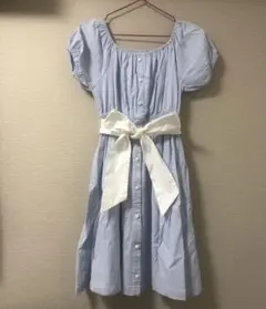 スナイデル　バブル袖ウエストボウタイストライプオフショルダーワンピース