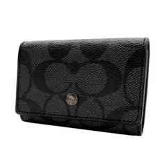 美品　コーチ　coach シグネチャー　キーケース　3つ折り　黒　ブラック