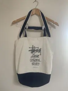 Stüssy 2WAYトートバッグ アイボリー/ネイビー