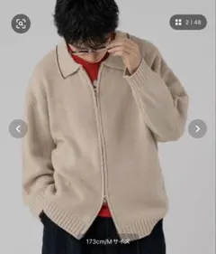 ダブルジップニットポロシャツ