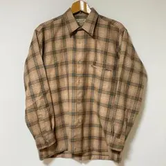 美品 Guy Laroche WOOL100% L MEN チェック長袖シャツのサムネイル