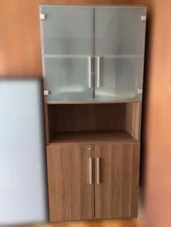 seisyo furniture 木目調 ガラス扉 食器棚 キッチン収納棚 美品 - メルカリ