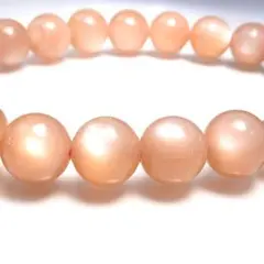 に*ん様 【天然石】オレンジピンクムーンストーン 7.5mmブレスレット002o