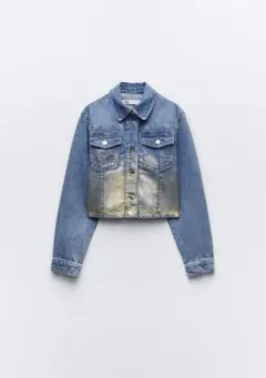【ZARA】クロップド メタリック デニムジャケット