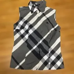 バーバリーロンドン メガチェック ブラウス ホースロゴ 刺繍　ノースリーブ