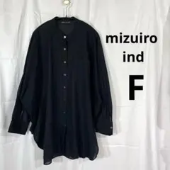 ミズイロインド mizuiro ind ドットスタンドカラーワイドシャツ 黒