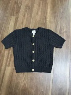 H&M 半袖ニット ケーブル金ボタン