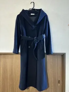 【HARE】ロングコート　ウールコート　ネイビー　フーディーコート