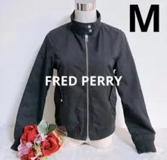 FREDPERRY ジップアップ　ブルゾン　黒　長袖　刺繍ロゴ　レディースM相当