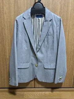 THE EMPORIUM 金ボタンテーラードジャケットM レディース グレー