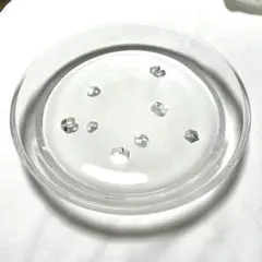 クリスタルの石の様なデザイン　重厚な大きなクリアガラス皿