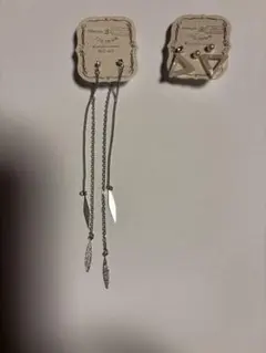シルバー ロングピアスとスタッドピアスセット