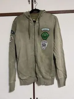 最終値下げ‼️DIESEL ディーゼル ジップアップパーカースカルカーキ S