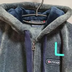 OUTDOOR　メンズ　ボアシャギーパーカー　青系　L