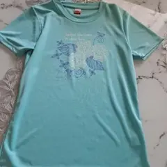 aqs+ ミントグリーン 花柄 Tシャツ L