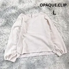 【オペークドドットクリップ】ノーカラーブラウス (Ｌ) 袖タック 毛混 グレー